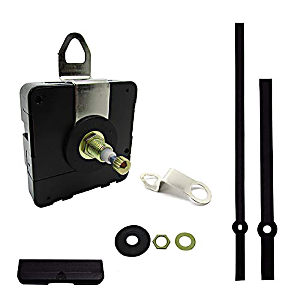 New or Replacement Battery Operated High Torque Silent Japanese Quartz Mechanism Movement Motor Outdoor Wall Clock Long Metal Hands DIY Repair (180mm Black, 30mm Shaft - Non Ticking Sweep)
