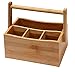 YBM HOME Bamboo Flatware Utensil Caddy with Napkin Holder and Handle, Wood Picnic Basket for Kitchen and Camping Trip, 336