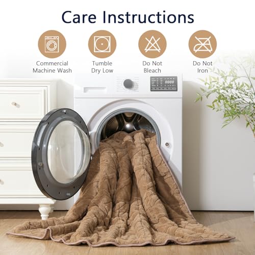 Image of Mr. Sandman Weighted Blanket Queen Size 15 lb, Soft Jacquard Sherpa Weighted Blanket for Adults, Soft Fluffy Heavy Throw Blanket for Relaxing Sleep and Calming Comfort, 60 x 80 Inch, Warm Taupe