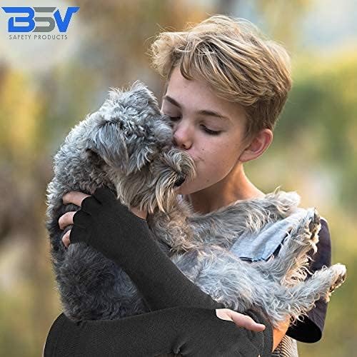 BSV Kevlar Cut, Scratch, Bite and Heat Resistant Arm Protection Sleeves with Finger Opening - Unisex -18 Inches, 1 Pair - Image 2