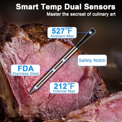 App-Screenshot zeigt Temperaturkurve und Alarme im Hintergrund. (112) - Detailansicht von COOKIT Bluetooth...