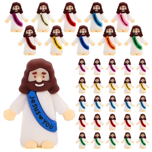 50 Pcs Little Jesus Figures Jesus Loves You Figures Mini Jesus in Bulk