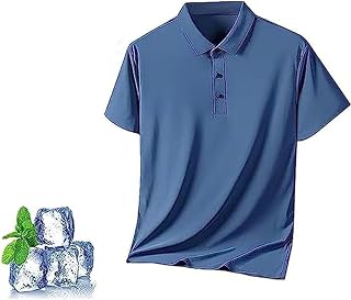 INXKED Men's Ice Silk Short Sleeve Polo Shirt, Men's Polo Shirt Cool Feeling Ice Silk Quick-Drying Short Sleeve