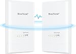 BrosTrend 5KM WiFi Pont w/ 2X Ports Gigabit, Extérieur 5GHz 867Mbps Pont sans fil longue portée, prise & Jouer Point à Point PtP/PtMP, Standard 802.3af PoE & w/Passif PoE Injecteur, pour les bâtiments, la ferme