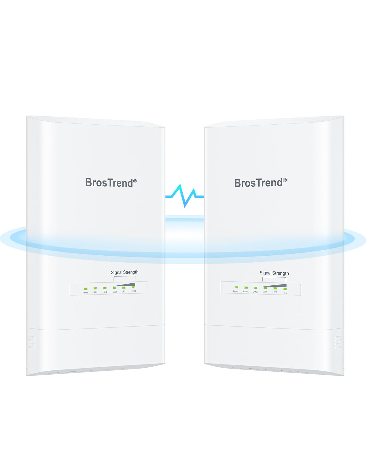 BrosTrend 5KM WiFi Bridge w/ 2X Gigabit Ports, 5GHz 867Mbps Wireless Bridge Outdoor PtP PtMP, Long Range Point to Point Plug & Play, Standard 802.3af PoE & w/Passive PoE Injector, for Garage Building