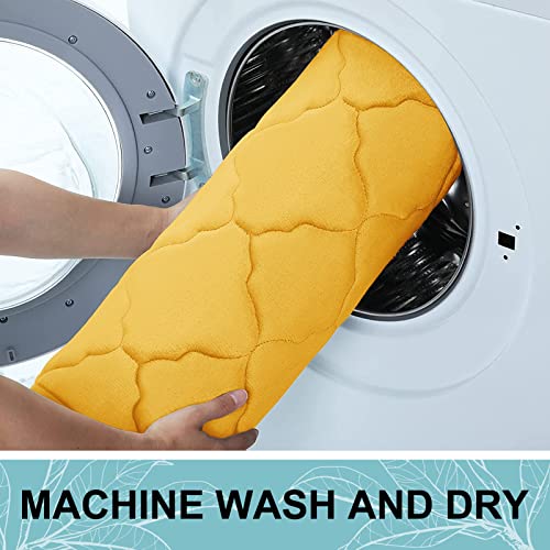 Image of OLANLY Memory Foam Bath Mat Rug 47x20, Ultra Soft Non Slip and Absorbent Bathroom Rug, Machine Wash Dry, Comfortable, Thick Bath Rug Carpet for Bathroom Floor, Tub and Shower, Yellow