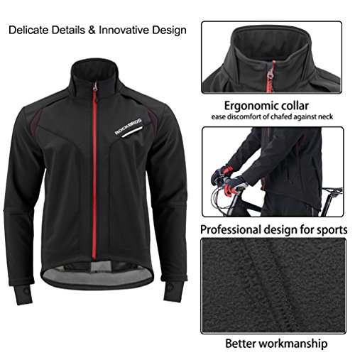 ROCKBROS Fietsjack bikingjack heren jack winter fleece jas windjack waterdicht 3D gevoerd zwart rood - Image 3