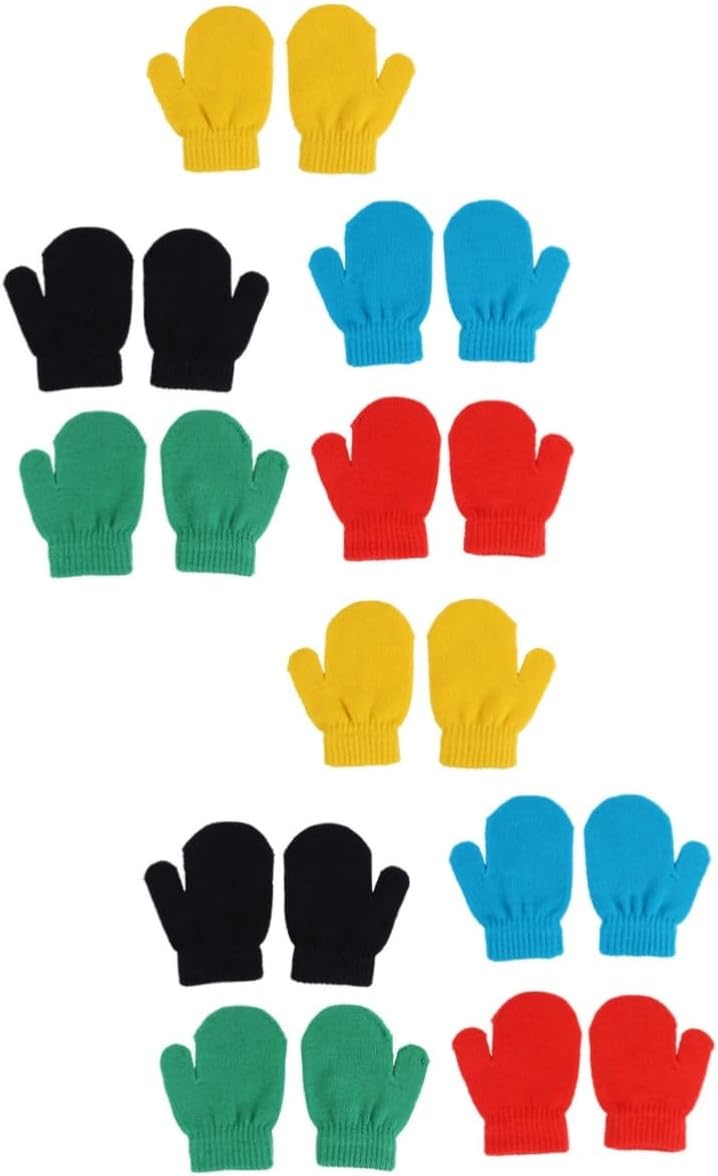 LIFKOME 10pairs Warmest Boys and Girls Mittens Knitted Gloves Breathable Full Finger Mittens Unisex for Boys and Girls