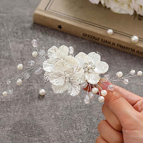 JAKAWIN Flower Hair Clip Bridal Hair Accessories Wedding Hair Pie...