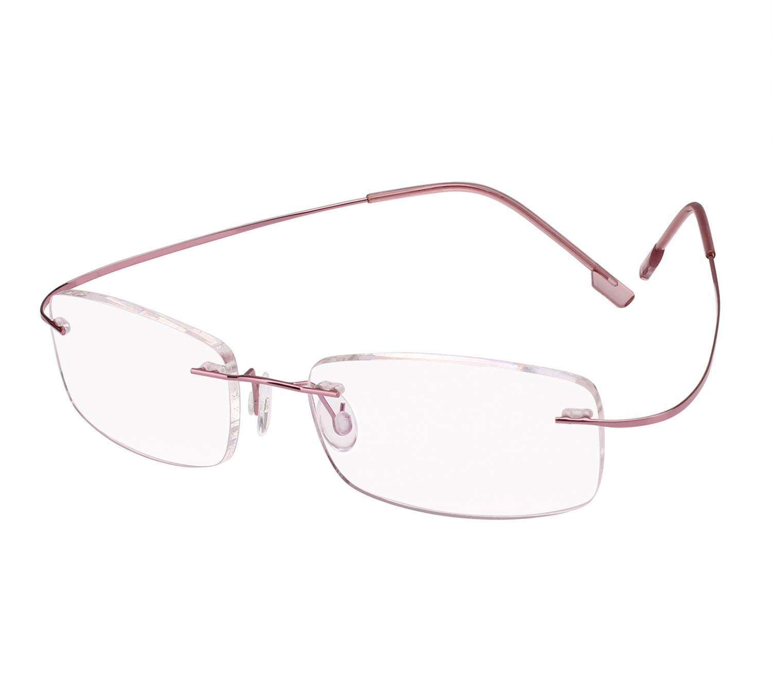 Agstum Pink Memory Titanium Rimless Flexible Hingeless Reading Glasses (, +2.00)