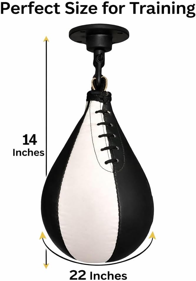 Speed Bag Boxing Ball with Swivel Loop Hand Stitched Rexine Punching Ball with Latex Bladder for Boxing Training, Home Gym & Fitness Workouts