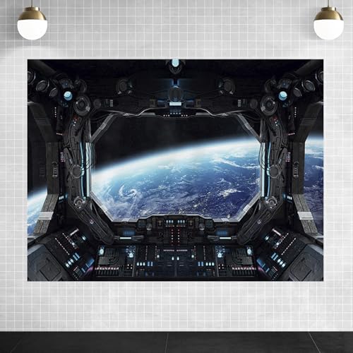 SULLOTSY 7x5ft Polyester Science Fiction Space Capsule Backdrop Spaceship Interior