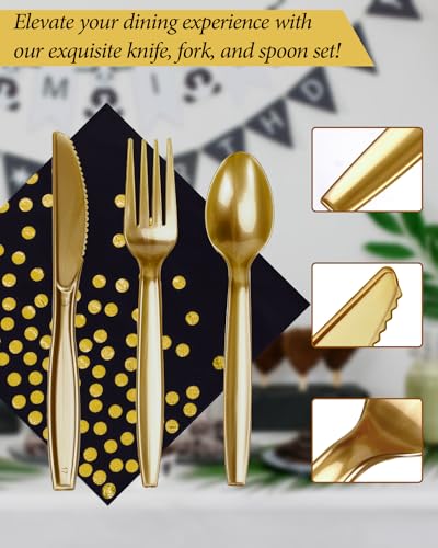 Party Plates Supplies, Party Plates Cups and Napkins Sets with Plastic Knives forks spoons, Disposable Tableware - Image 7