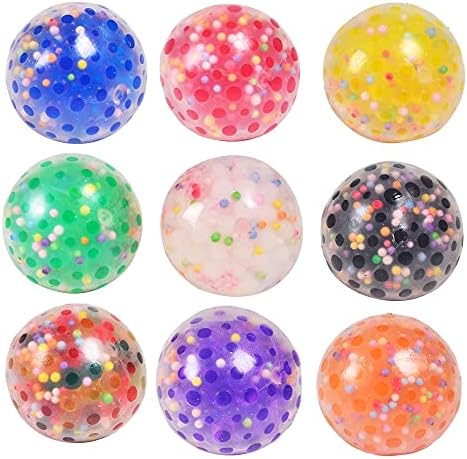 YIQUDUO Squishy Stress Balls for Kids and Adults Fidget Toys,9 Pack Sensory Squeeze Balls Filled with Water Beads to Relax, Decompress, and Focus for Kids Adults with ADHD, Autism