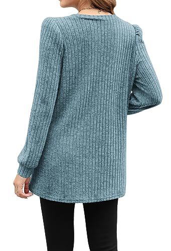 Image of OFEEFAN Long Sleeve Shirts for Women Long Sweaters with Pockets Tunic Tops Loose Fit