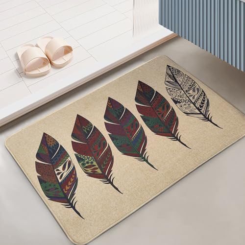 Image of Yellow Weaves 1 Pc Jute Texture Non-Slip Bathmat, Water Absorbent Floor mat, Rugs, Door Mats for Bathroom, Living Room, Bedroom, Entrance, Outdoor, Kitchen, Office (Multi Leaf)