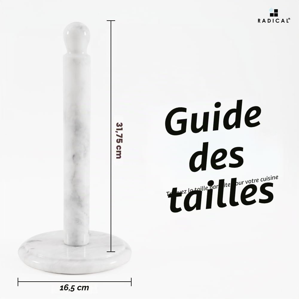 Radicaln White Marbre Blanc Porte-Serviettes Comptoir – Support de Serviette de 12,5 Pouces pour Salle de Bain et Cuisine, Support de Serviette de comptoir Fait à la Main, Design élégant et Durable