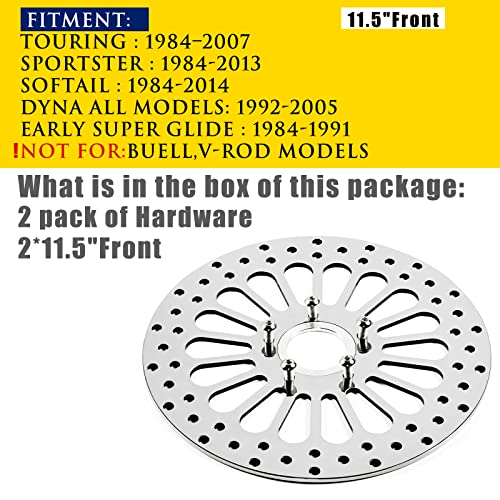11.5'' 2 Piece Front Brake Rotor for Harley Davidson Touring Softail Sportster Dyna Early Super Glide,Mirror-Polished Vibration Proof Hardened Stainless Steel Rotors Motorcycle Models