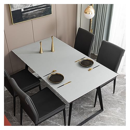 Nappe de Table Rectangulaire Cuir Anti Tache Gris Clair 90x160 - 2