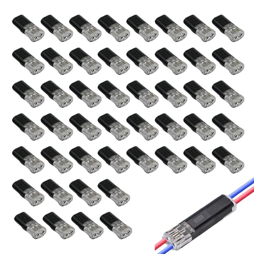 48 Piezas de Conectores Eléctricos Rápidos Impermeables de 2 Pines, Conectores Duraderos para Cables de 18-22 AWG,Empalmes Cables Electricos,Conectores Electricos 2 pines para Audio de Coche Equipos