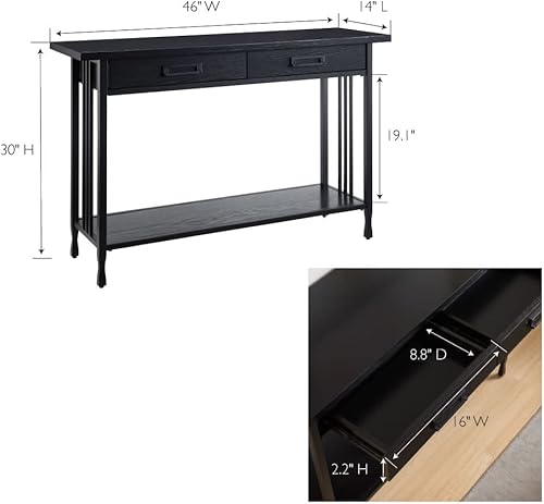 Miniatura 84 de Leick Home 214338 Empiria Mesa consola de madera con marco de metal para sala de estar, entrada, dormitorio, gris Negro lavado,Gris,Mission