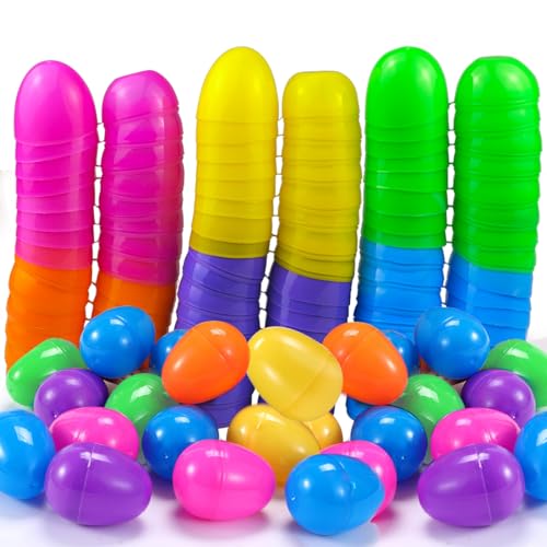 FONHREW 48 pcs Huevos de Pascua Plastico,6 * 4 cm Huevos de Pascua Colores,Huevos de Pascuas Decoración,Huevo de Pascuas Rellenables Sorpresa para Fiestas temáticas de Pascua,Caza de Huevos de Pascua