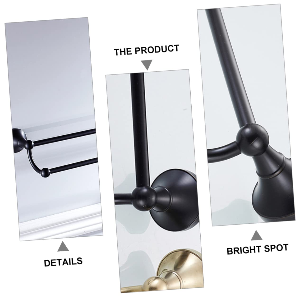 Alipis Wall Mounted Holder Toallero de Doble Varilla para Baño, Latón Negro, Alta Estabilidad y Superficie Lisa, Accesorio para Toallas