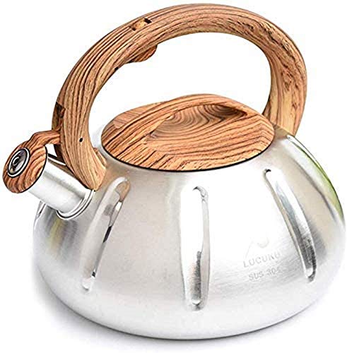 3 l Teekanne mit Holzgriff, Gas-Wasserkocher Kochfeld Pfeifkessel