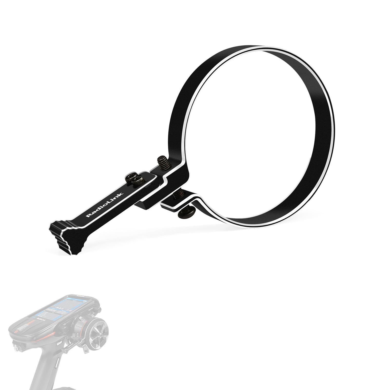 RadiolinkRC Controller Steering Wheel Trigger for RC4GS/RC6GS/RC8X, Aluminum Alloy One-Handed Control Adapter, RC Remote RC Transmitter Accessory (Black)