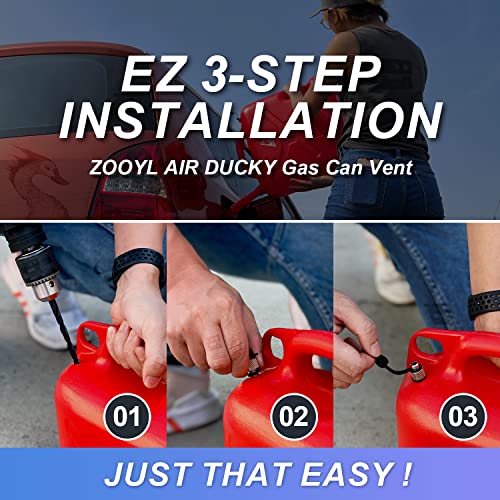 Zooyl Gas Can Vent Caps Retrofit Kit 6 Packs, Enhances Flow For Faster Refills, Universal Fuel Tank And Gas Can Replacement Vent Valve Made Of Durable Stainless Steel With Attached Silicone Rubber Cap #TOP3