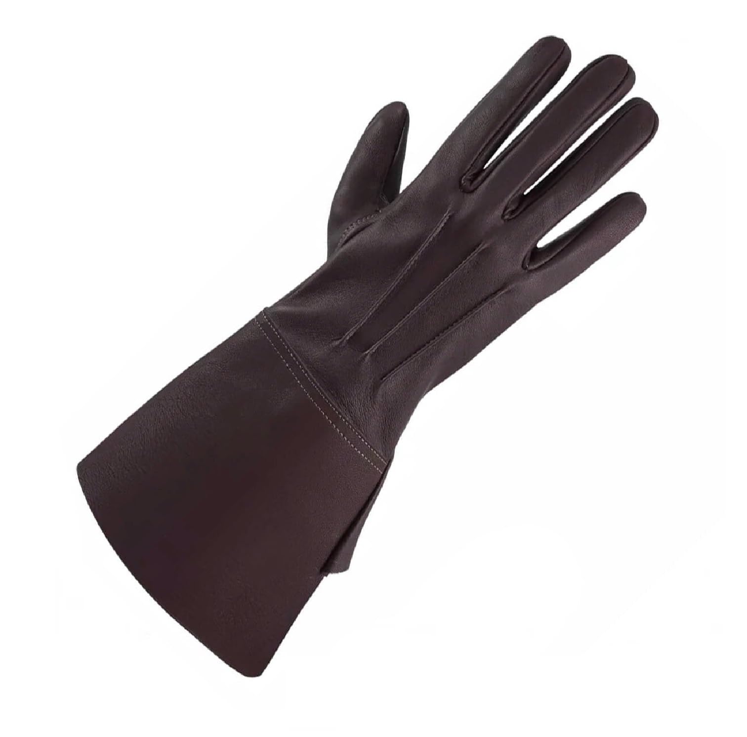 Tartancity Men’s Leather Gauntlet Gloves Long Cuff for Drummer & Piper – Real Soft Leather Band & Ceremonial Gloves (Dark Brown, XL)