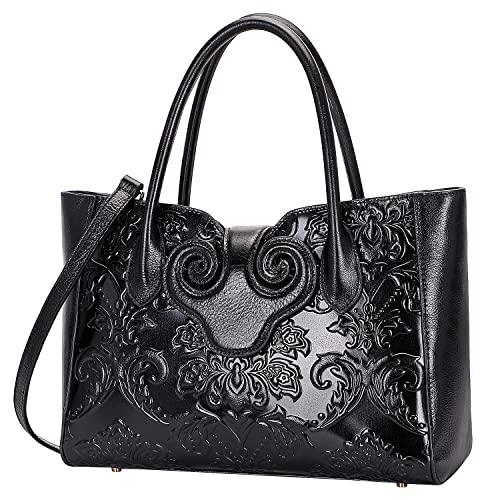 Pijushi Floral Handbags For Women Designer Handbag Top Handle Shoulder Bags For Ladies (91776 Black) #TOP1