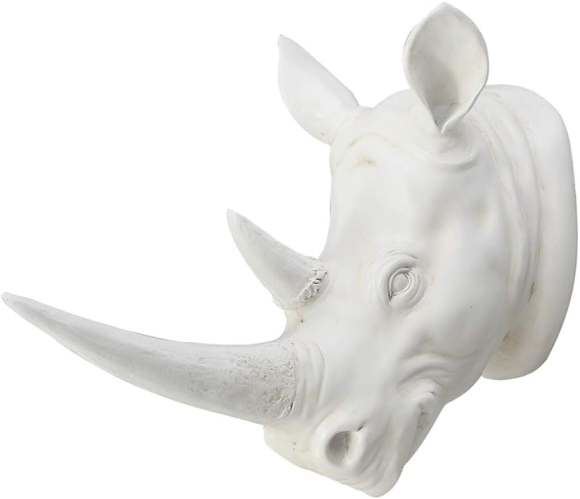 Blanco Rinoceronte Cabeza Estatua Grande Escultura de Pared Moderno Resina Rinoceronte Figurilla Ornamento Arte Decoración para Bar Restaurante Club