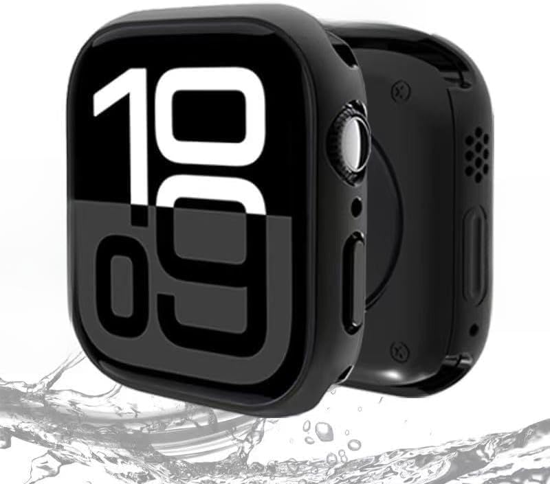 Generic case Compatible with 45MM Watch (Color : Black) Full Glass Screen Protector Front Hard Cover Case