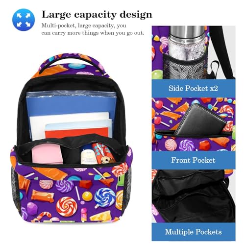 Sac à dos et trousse à crayons violet multicolore pour étudiants - 3