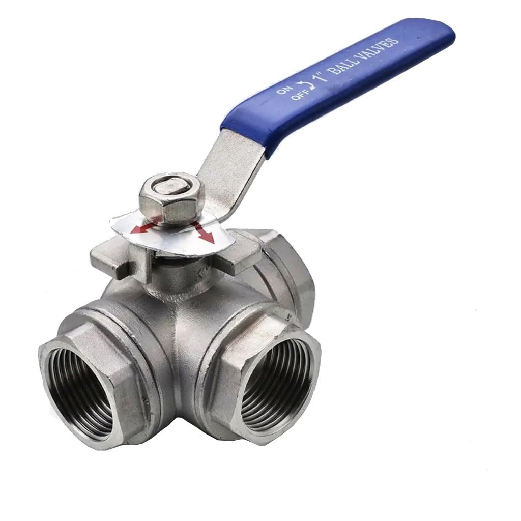 valvola a sfera, valvola a sfera in acciaio inox, Valvola a sfera in acciaio inossidabile da 1 pezzo, valvola a sfera a 3 vie con porta T/L femmina BSP da 1/4" 3/8" 1/2" 1" Adattatore connettore for a