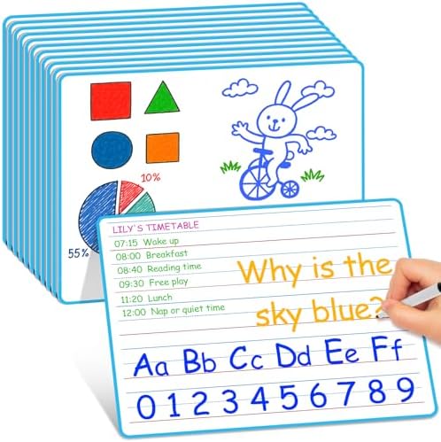 12 Pack Lined Ruled Dry Erase Flash Card, 9