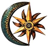 Metal Moon Wall Decor 12" - Flat Sun Decoration for Wall - Sun and Moon Wall Decor - Sun Wall Art -