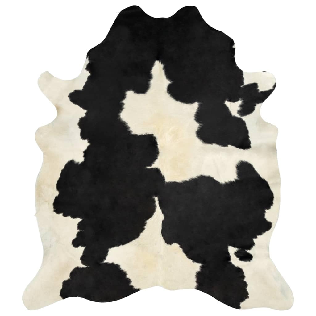 Willood Alfombra de Piel de Vaca Auténtica Negro y Blanco 180x220 cm