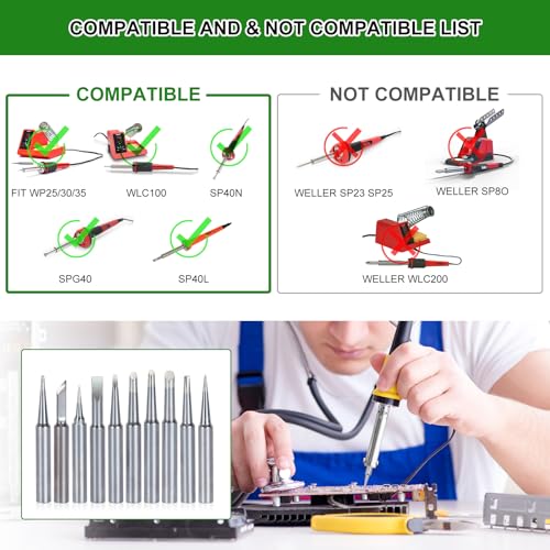 Replacement Soldering Tips 10pcs for Weller WLC100 WP25 WP30 WP35 SP40NUS SP40NKUS SPG40 SP40N