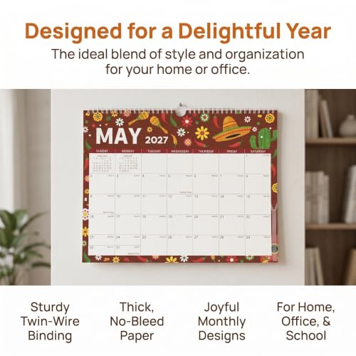 Healeved Calendrier mural moderne 2026-2027, 35,5 x 28 cm, reliure spirale, vue mensuelle, avec bloc-notes, agenda scolaire compact pour la cuisine, le bureau et les espaces de travail. – vue 7