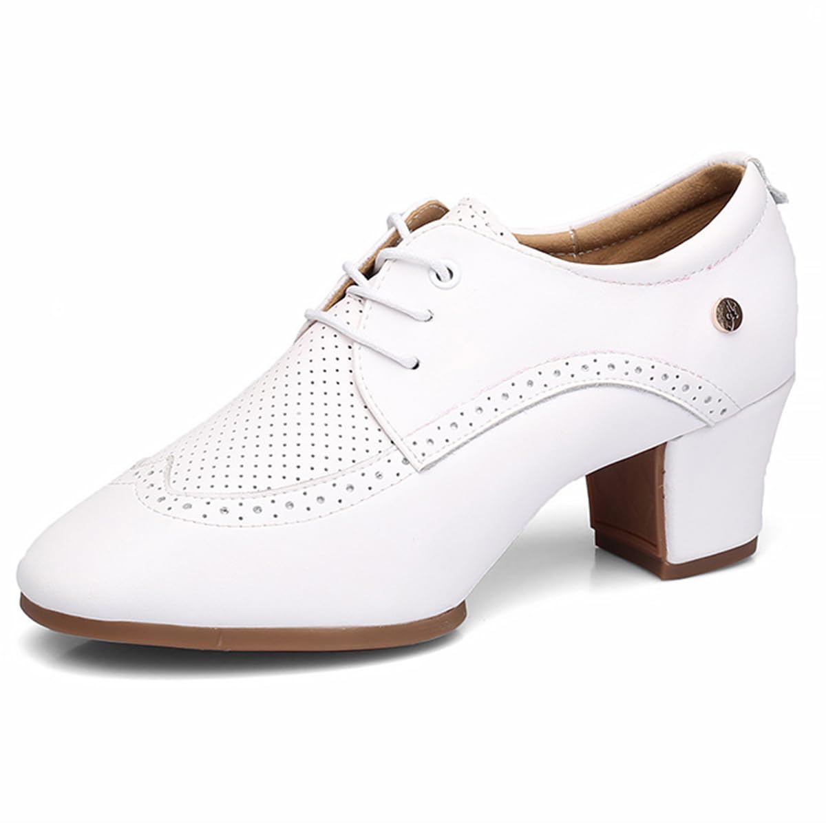 Mujer Zapatos de Baile Latino Transpirables con Cordones Cerrada Zapatos de Baile de salón Tango Salsa Tacón 3.5 cm