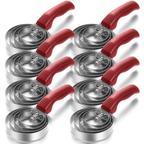 Tanlade 8 Pack 4 Rings Curry Comb Horse Brush Metal Curry Brush Derby Party Supplies Reversible Stainless Steel Comb Scraper with Comfortable Grip for Cow Sheep Pet Dog Goat Horse (Red)