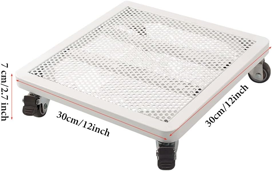 Caddies Large Metal Square Plant Caddy With Wheels Rolling Plant Stand With Casters Plant Dolly For Indoor And Outdoor Plant Pot Roller Base Square Plant Movers ( Color : /White , Size : 12 inch )