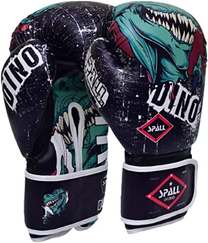 Spall Pro US Dino - Guantes de boxeo para hombres y mujeres, guantes de boxeo de entrenamiento profesional, Muay Thai, MMA, kickboxing, saco pesado, guantes de boxeo de cuero, color negro, 14 onzas
