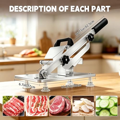 Cortadora manual de carne de acero inoxidable 16.7"x6.7" miniatura 5