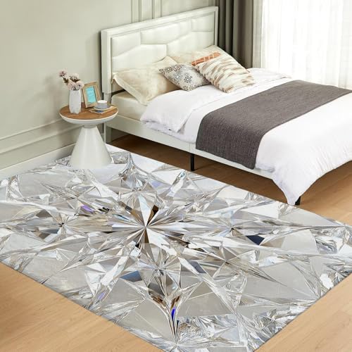 Tapis diamant lavable en machine 60x90cm gris résistant et sain - 5