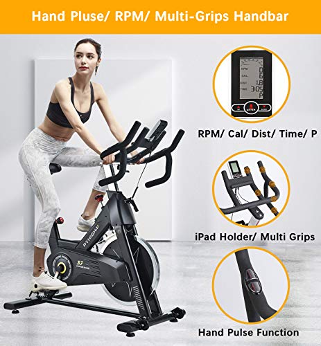 PYHIGH Indoor Cycling Bike-48lbs Flywheel Belt Drive Stationary Bicycle Exercise Bikes with LCD Monitor for Home Cardio Workout Bike Training- Black (Black) - Home Fitness Guru PYHIGH Indoor Cycling Bike-48lbs Flywheel Belt Drive Stationary Bicycle Exercise Bikes with LCD Monitor for Home Cardio Workout Bike Training- Black (Black) - Image 4