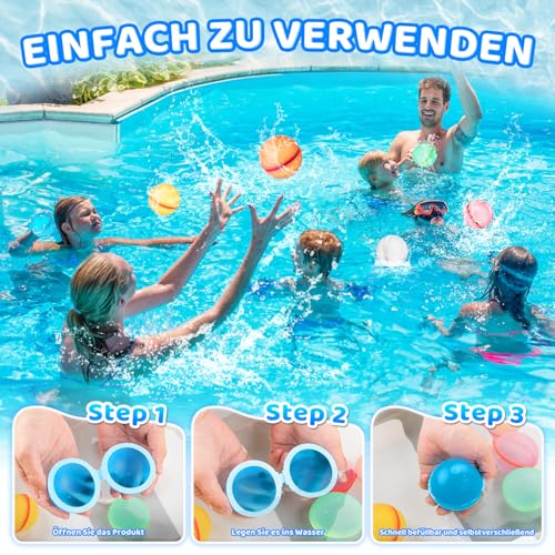 Miniatura 5 de 6 Piezas Globos De Agua Reutilizables, Globos Agua In Silicona Llenado Rapido, Con Bolsa De Malla, Juego De Bombas De Agua, Adecuado Para Niños Y Adultos, Playa, Fiesta En La Piscina