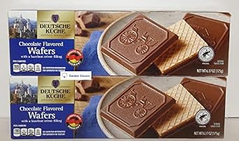 Deutsche Kuche Chocolate Flavored Wafers with a hazelnut creme filling 6.17oz 175g Two Boxes